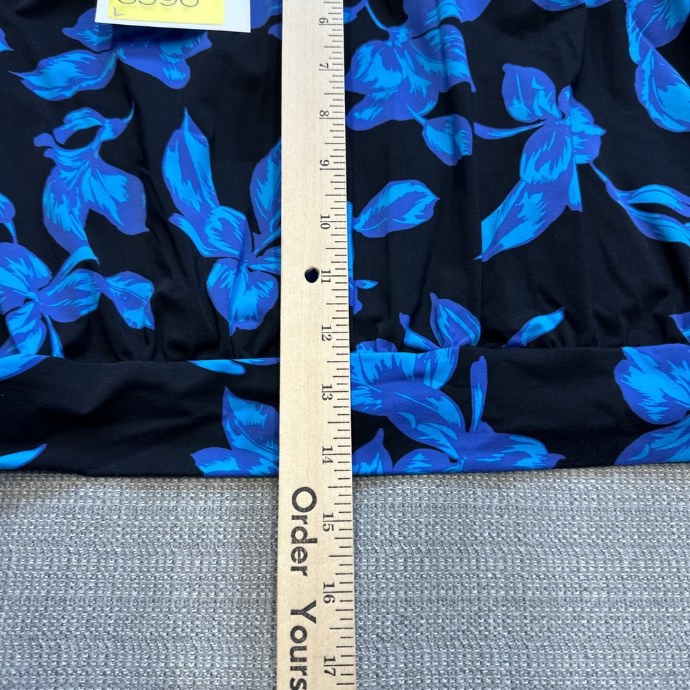 Lands End Tankini Top 8DDD Black Blue Floral Swim Top Built-In Bra Swimsuit‎ - Picture 8 of 9